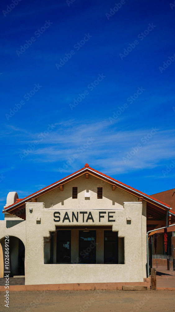 Santa Fe Depot the historic landmark architecture built in 1880 in New Mexico, USA Santa Fe Depot the historic landmark architecture built in 1880 in New Mexico, USA