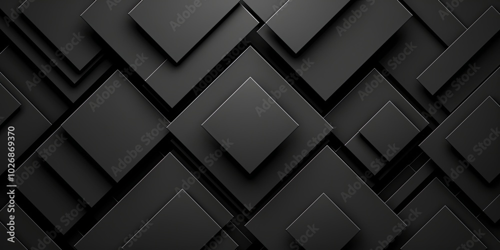 Abstract black and gray geometric pattern with overlapping squares and diamond shapes. Abstract black and gray geometric pattern with overlapping squares and diamond shapes.