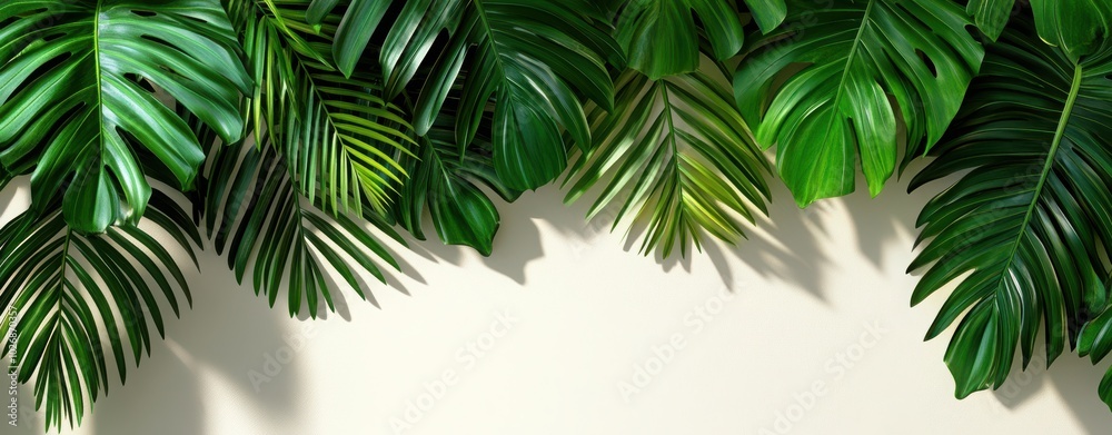 Tropical Palm Leaves in Natural Light and Shadow