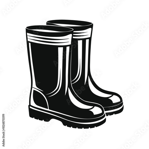 Rubber garden boots vector silhouette