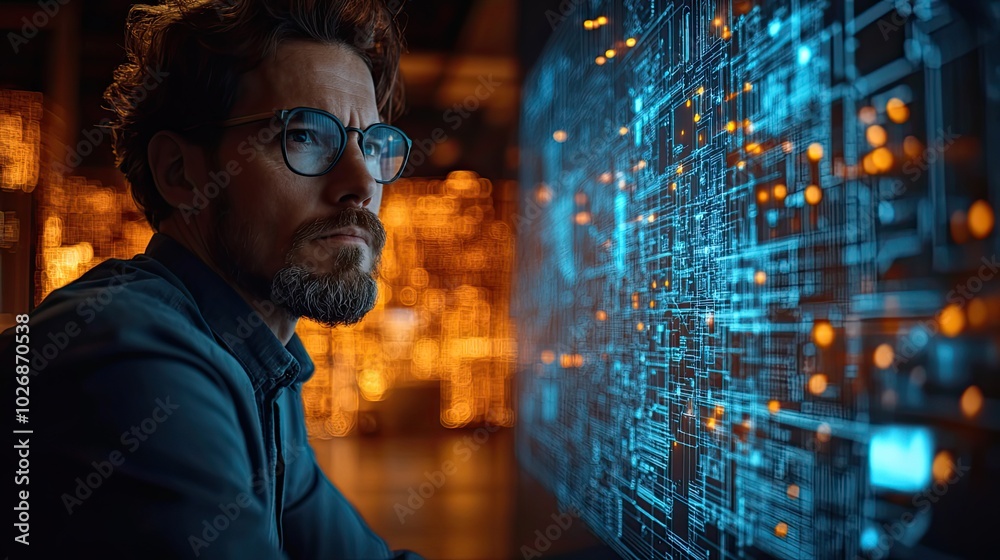 Engineers and architects collaborate on digital blueprint designs using architectural software for precise interior or structure planning. Engineers and architects collaborate on digital blueprint designs using architectural software for precise interior or structure planning.