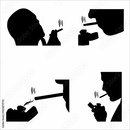 silhouette collection of men smoking