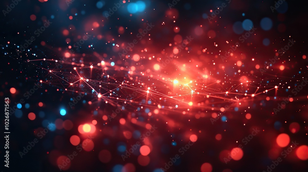 Fototapeta premium Fiber optics form a network cable against a technological background, showcasing the integral role of fiber in modern communication.