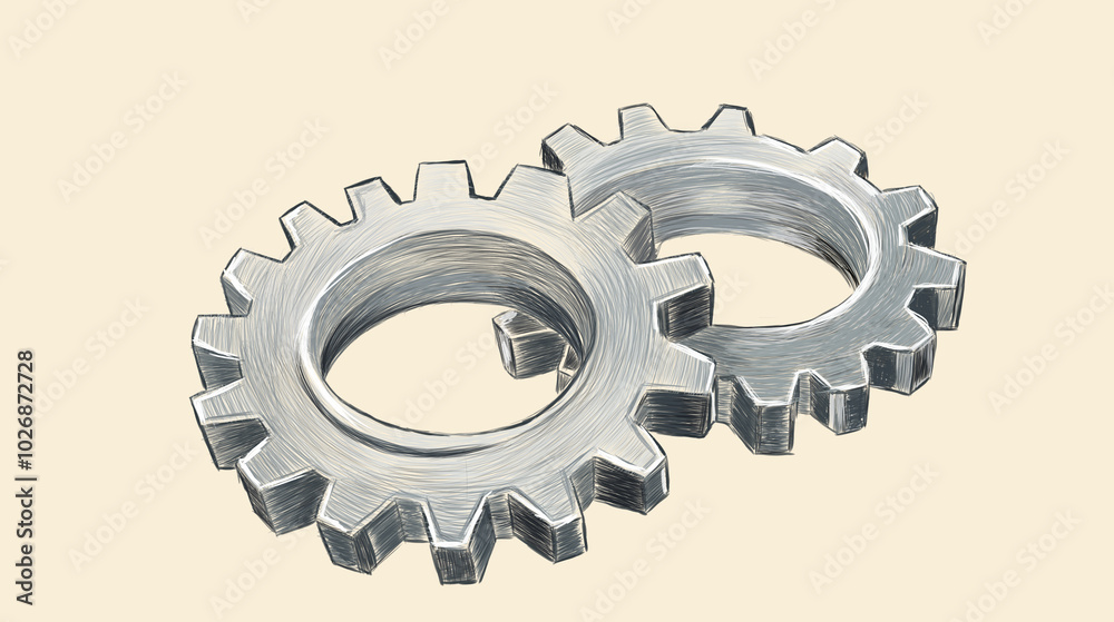 abstract digital illustration of cogwheels and gear