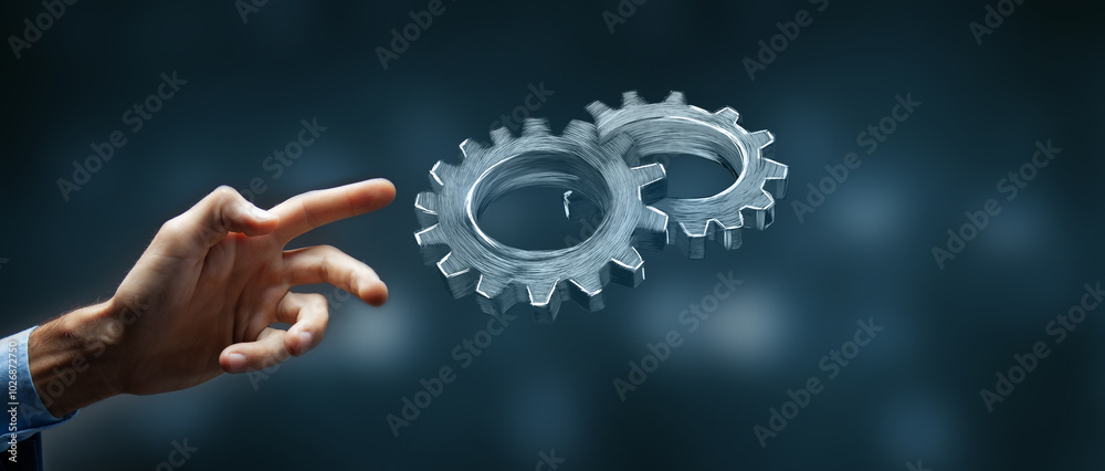 abstract digital illustration of cogwheels and gear abstract digital illustration of cogwheels and gear