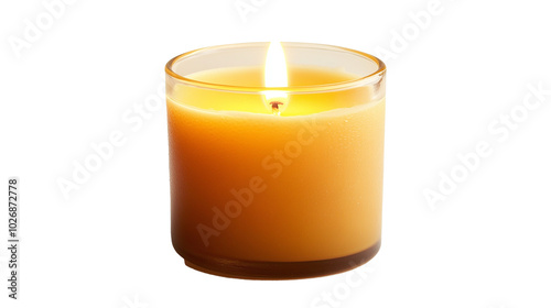 Single lit candle with a soft glowing flame