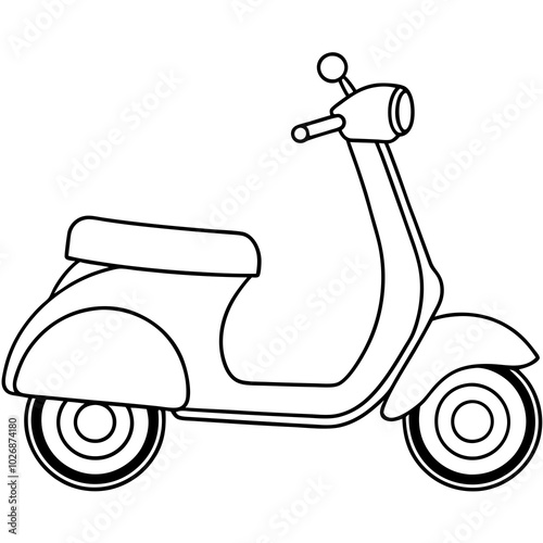 Scooter bike vector line art
 illustration on a white background
