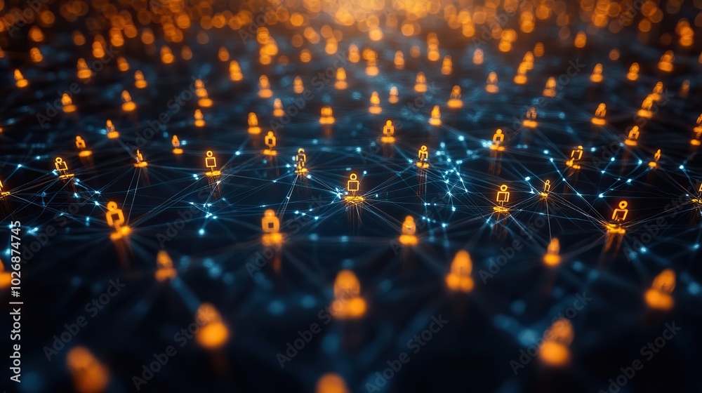 Fototapeta premium Illustration showcasing the concept of a network, visually representing the interconnectedness of modern communication.