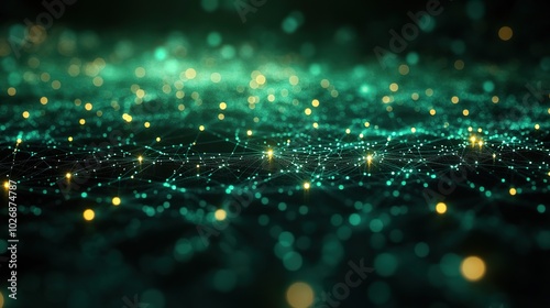 Wallpaper Mural Image depicting screens with network connections and data processing on a green background, symbolizing digital interactions. Torontodigital.ca