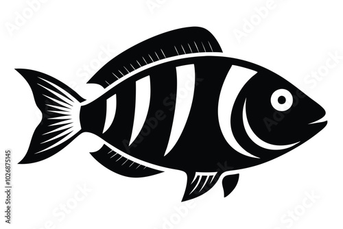 Solid color Sheepshead Fish animal vector design