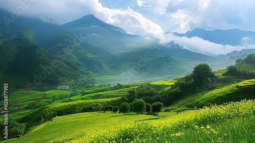 Beautiful and Fresh Landscape Background Picture - a captivating and serene visual. The beautiful and fresh landscape creates an enchanting and peaceful scene.