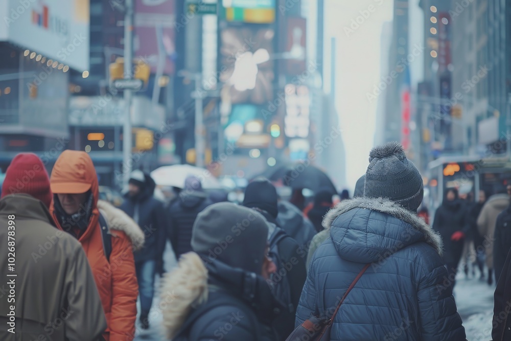 Unidentified people walking in Times Square, New York City, USA