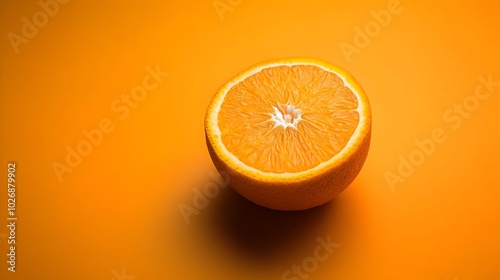 Juicy Halved Orange on Vibrant Orange Background