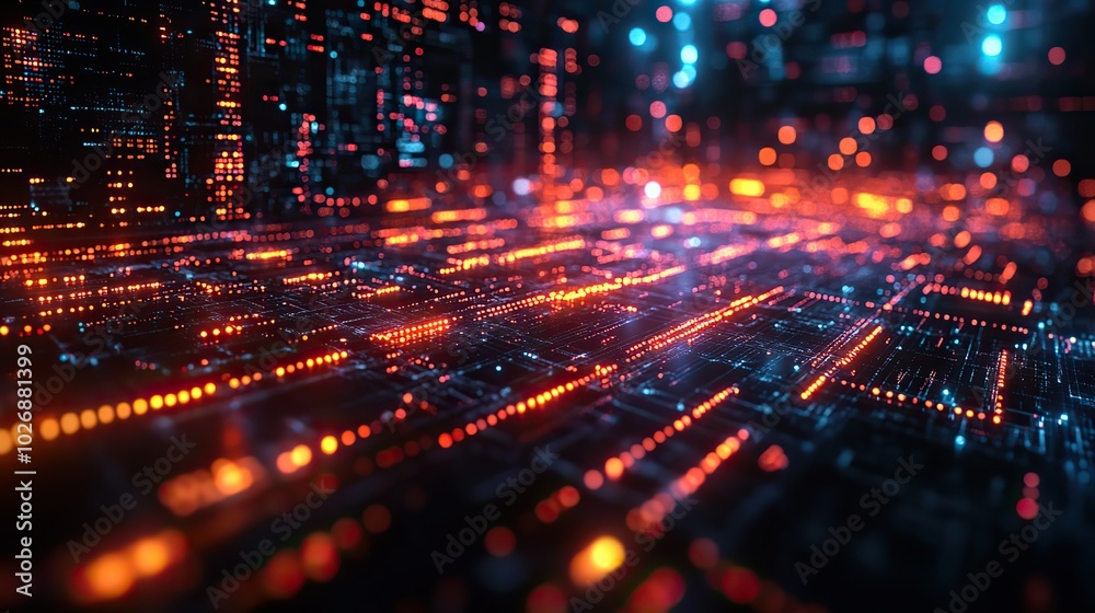 Visualization of data flow in matrix blocks representing a system technology background.