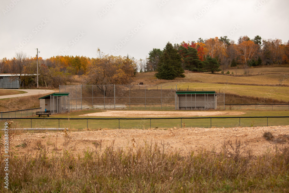 Obraz premium A little league baseball field in the fall.