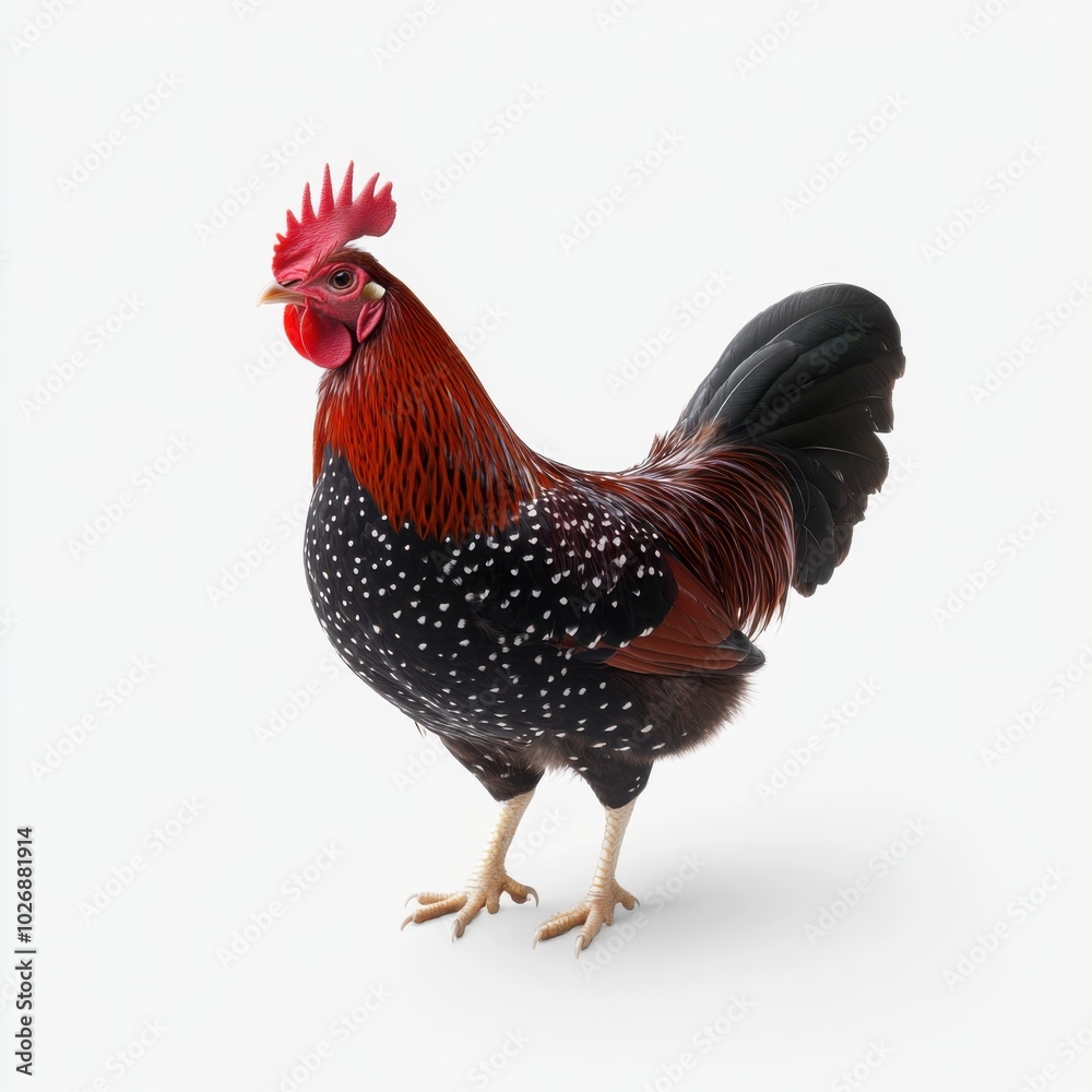 Fototapeta premium Koyram Red Junglefowl on a White Background