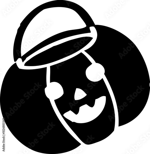 カボチャの版画風ベクターイラスト	
