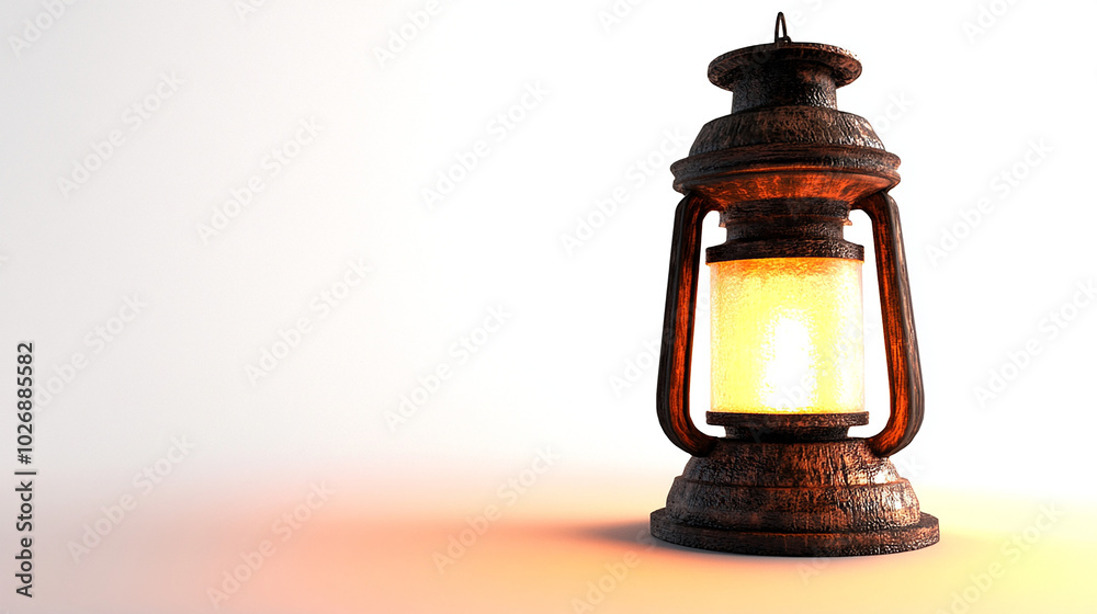 Obraz premium Rustic lantern with a warm glowing light