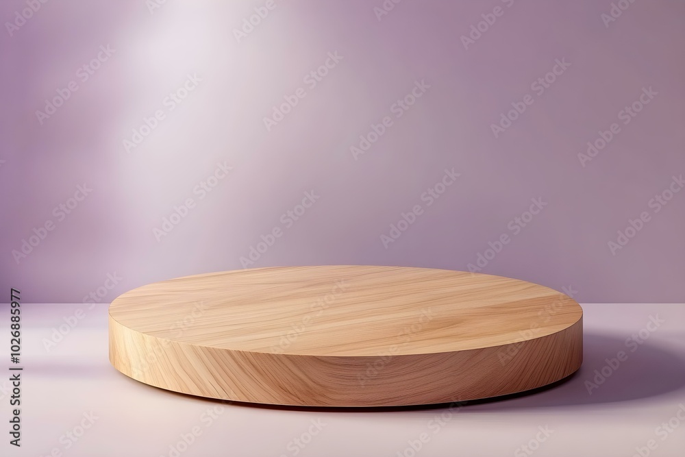 Wooden round podium. Mockup with a stand for the presentation of cosmetics products. 3D circle platform template for minimalistic beauty design. Contemporary stage for decorations Wooden round podium. Mockup with a stand for the presentation of cosmetics products. 3D circle platform template for minimalistic beauty design. Contemporary stage for decorations