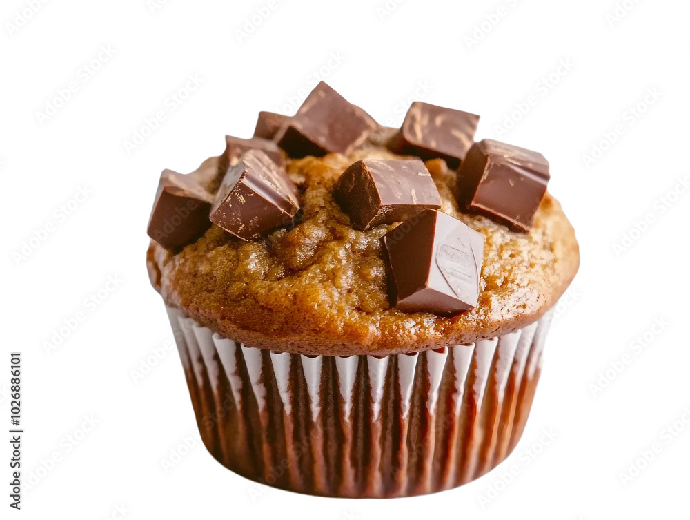 Decadent Chocolate Muffin Topped with Rich Chocolate Chunks for a Sweet Treat Decadent Chocolate Muffin Topped with Rich Chocolate Chunks for a Sweet Treat