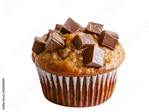 Decadent Chocolate Muffin Topped with Rich Chocolate Chunks for a Sweet Treat