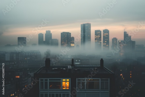 Glass Skyscrapers and Panoramic Cityscape photo