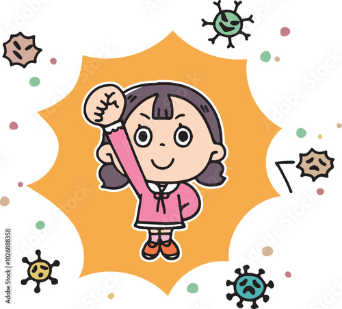 ウイルスを撃退する女の子