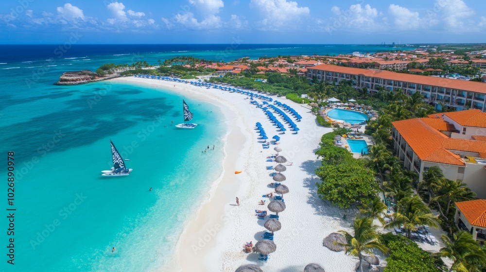 Obraz premium Eagle Beach: Tropical relaxation in Aruba.