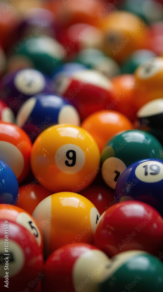 Colorful pool balls creating a vibrant background effect Colorful pool balls creating a vibrant background effect