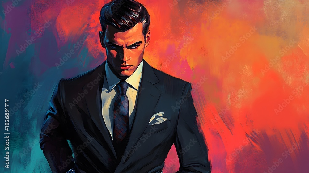 A Portrait of a Man in a Suit with a Serious Expression A Portrait of a Man in a Suit with a Serious Expression