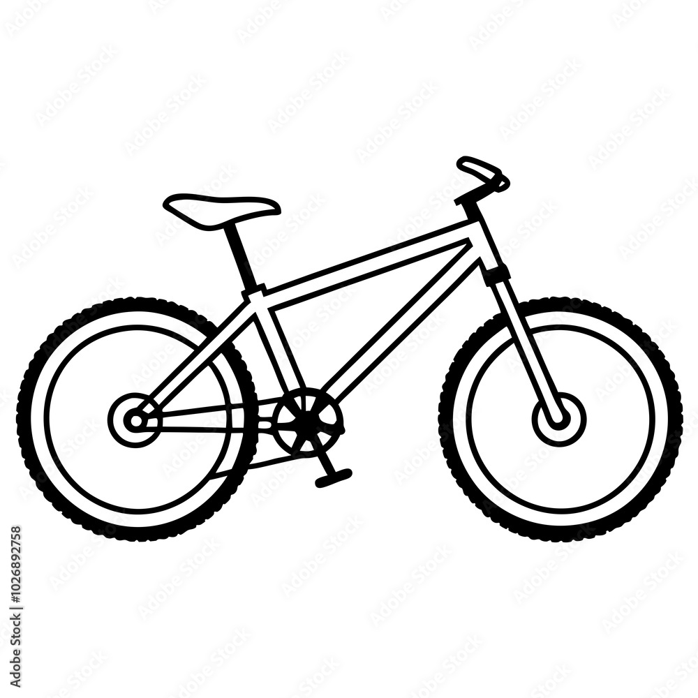 Fototapeta premium mountain bike line art vector illustration on a white background 