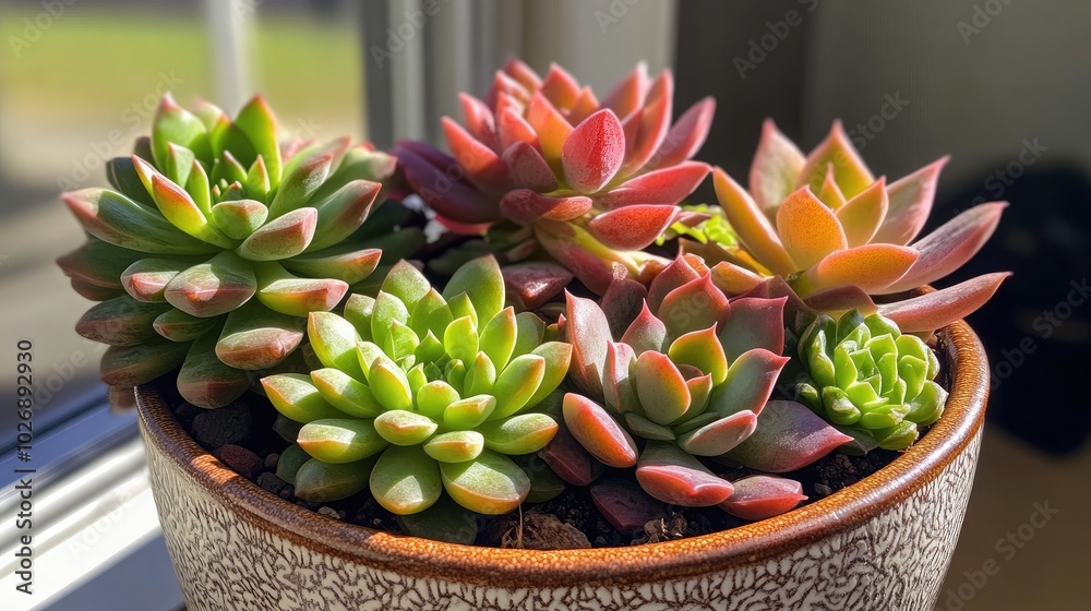 Vibrant Succulent Plants in Decorative Pot Vibrant Succulent Plants in Decorative Pot