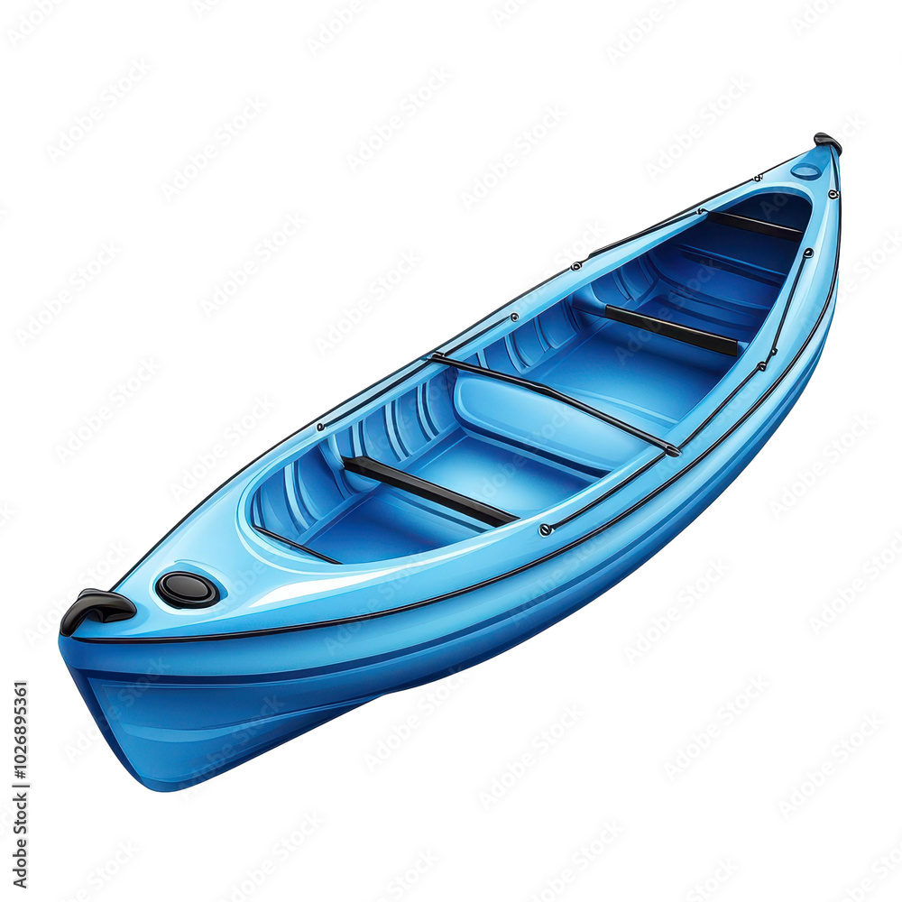 A vibrant blue kayak floats gracefully against a clean white backdrop, perfect for showcasing its sleek design. A vibrant blue kayak floats gracefully against a clean white backdrop, perfect for showcasing its sleek design.