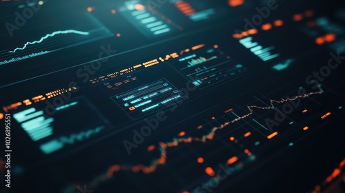 Wallpaper Mural Closeup View of Digital Screen Showcasing Financial Stock Data and Trends Torontodigital.ca