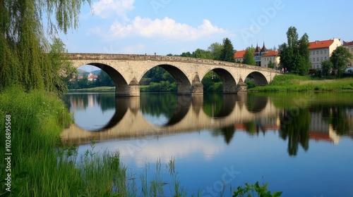  Oldest stone bridge above Otava River in Pisek, Czechia photo