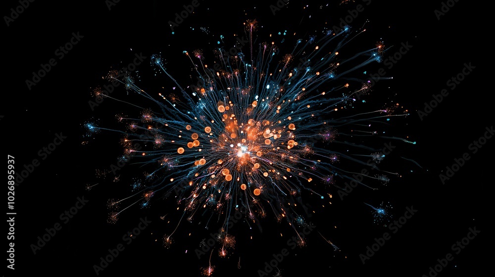 Fototapeta premium Explosive Display A Kaleidoscope of Colored Fireworks Illuminating the Night Sky