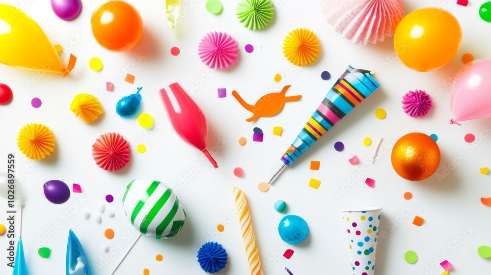 Objects party theme on white Objects party theme on white