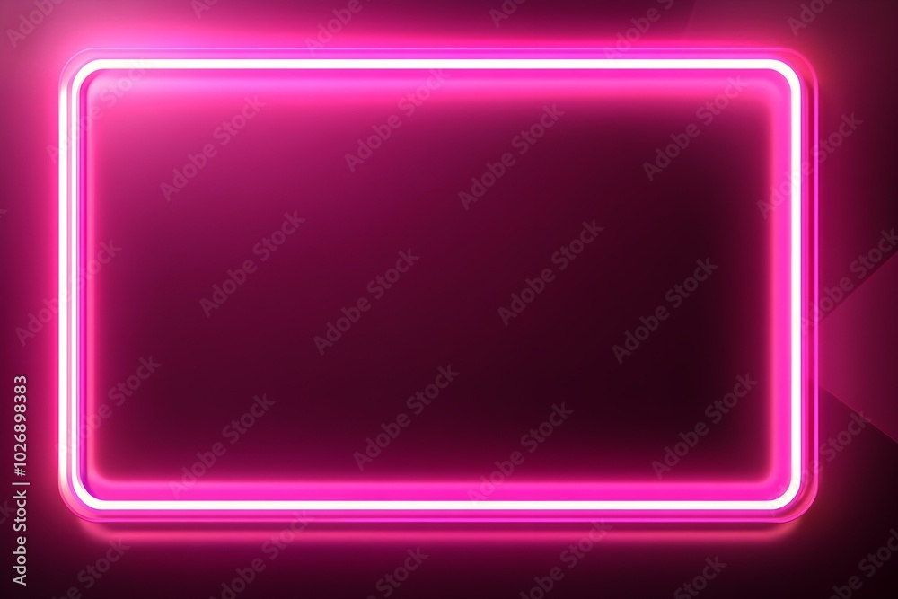 Neon pink rectangular frame. Light laser border. Fluorescent effect line lamp. Neon pink rectangular frame. Light laser border. Fluorescent effect line lamp.