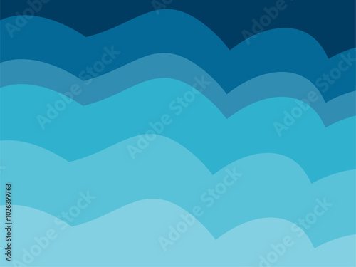 background of ocean waves vector, aesthetic blue illustration