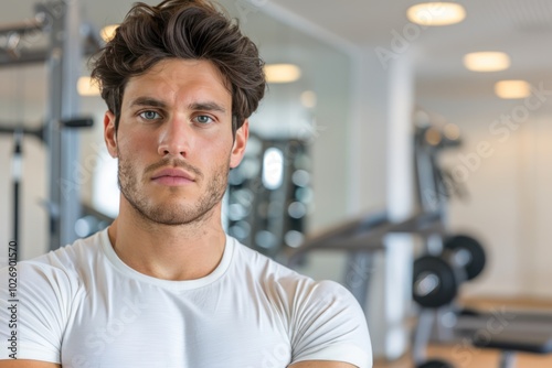 Fit and Handsome: A Portrait of a Young Sporty Man at the Gym