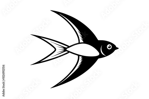 Swallow bird silhouette | vector silhouette illustration on white background