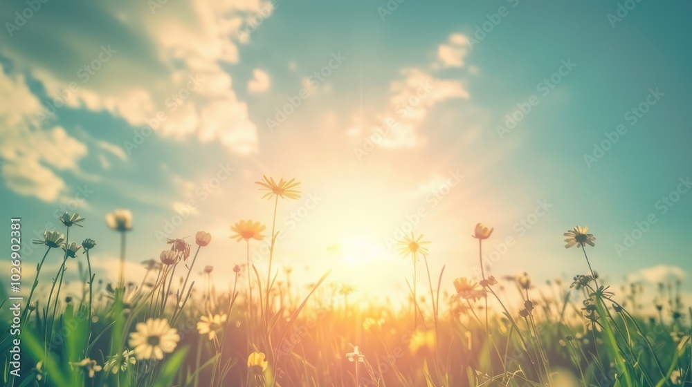 Wildflowers Silhouetted Against a Sunset Sky Wildflowers Silhouetted Against a Sunset Sky