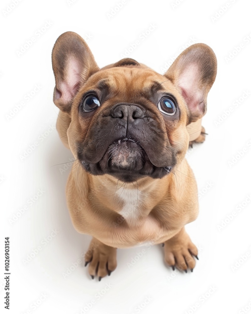 Cute French Bulldog from Above with Expressive Eyes Cute French Bulldog from Above with Expressive Eyes