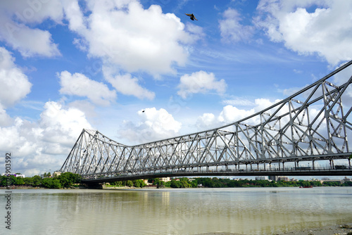 A View of Howrah bridge and Holy Ganga River from Mullick Ghat photo