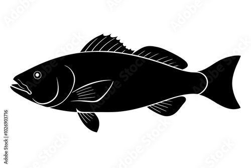 Grouper fish silhouette | vector silhouette illustration on white background