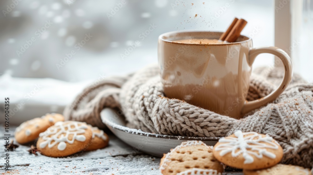 Warm Apple Cider with Cinnamon Sticks in Cozy Setting Warm Apple Cider with Cinnamon Sticks in Cozy Setting