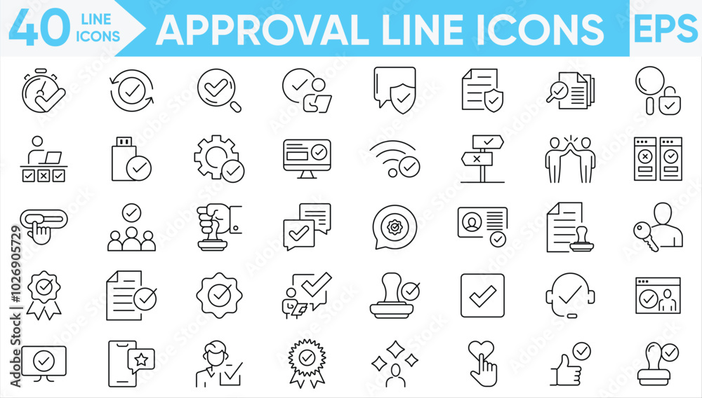 Approval Line icons Vector And Illustrator Set Approval Line icons Vector And Illustrator Set