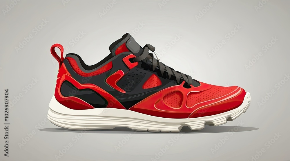Illustration of a pair of high-top sneakers featuring a classic design Illustration of a pair of high-top sneakers featuring a classic design