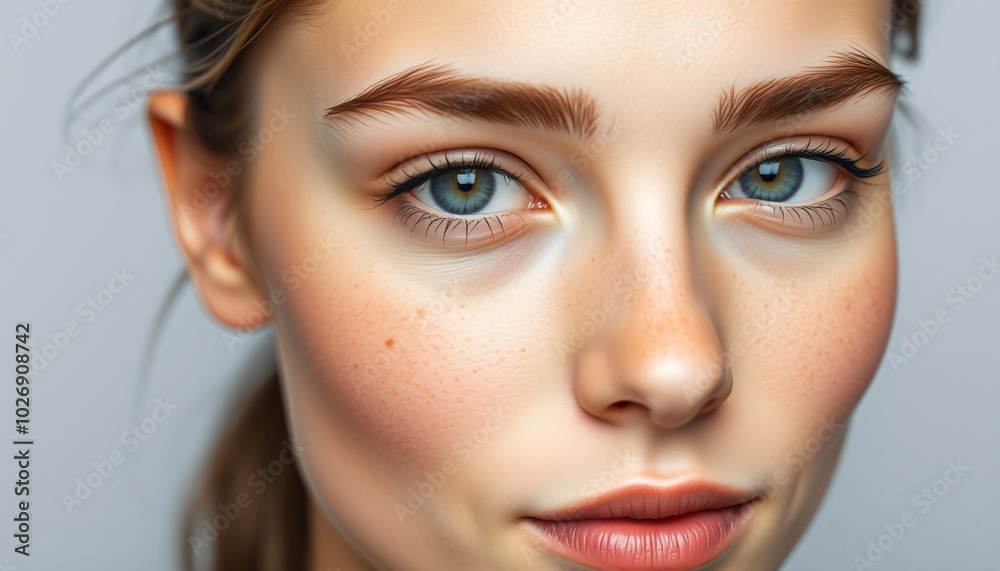 Close up portrait of a young woman with beautiful green eyes. Close up portrait of a young woman with beautiful green eyes.