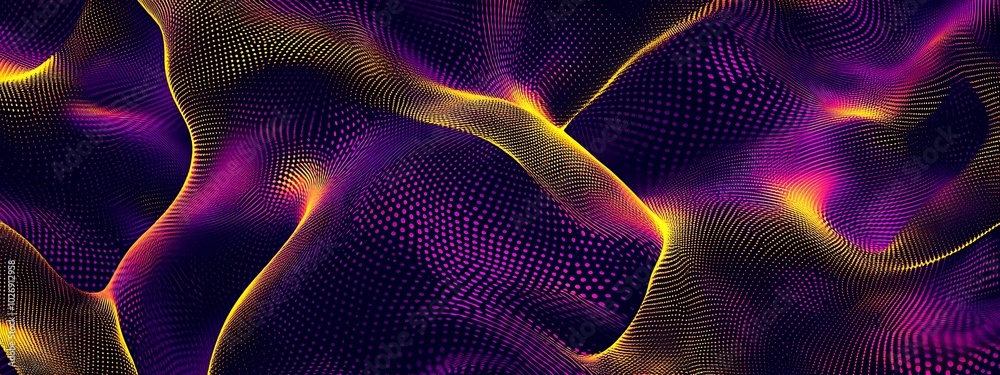Fototapeta premium Abstract purple and yellow wavy textured background.